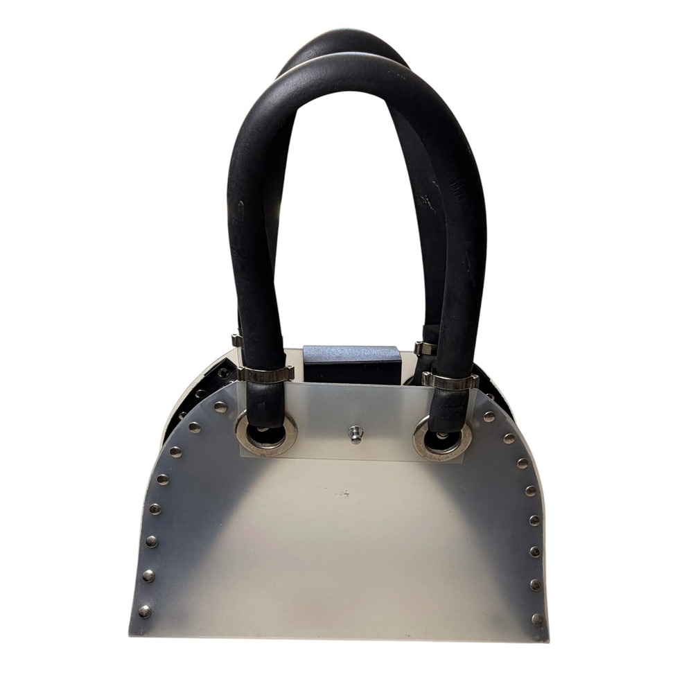 Ax Paris Frosted Translucent Studded Handbag Black‎ Silver Industrial Modern Bag